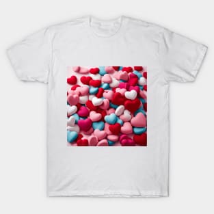 celebrating Valentines day, random floating love hearts T-Shirt